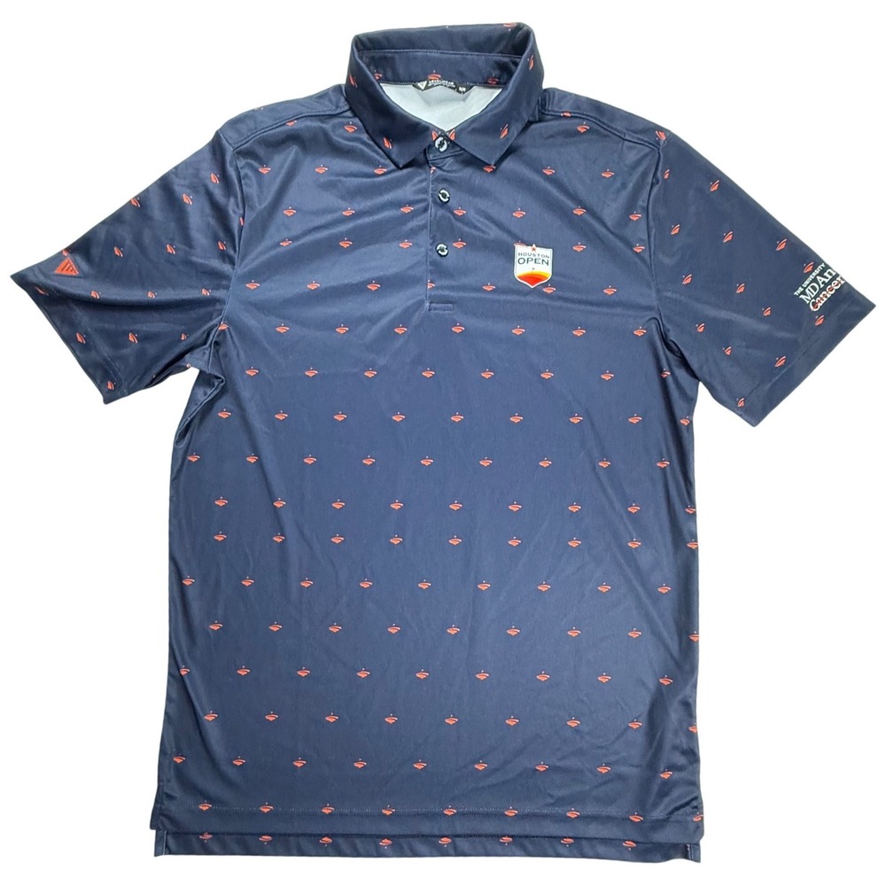 Levelwear Houston Open Golf Polo Shirt Mens Medium Navy MD Anderson CancerCenter